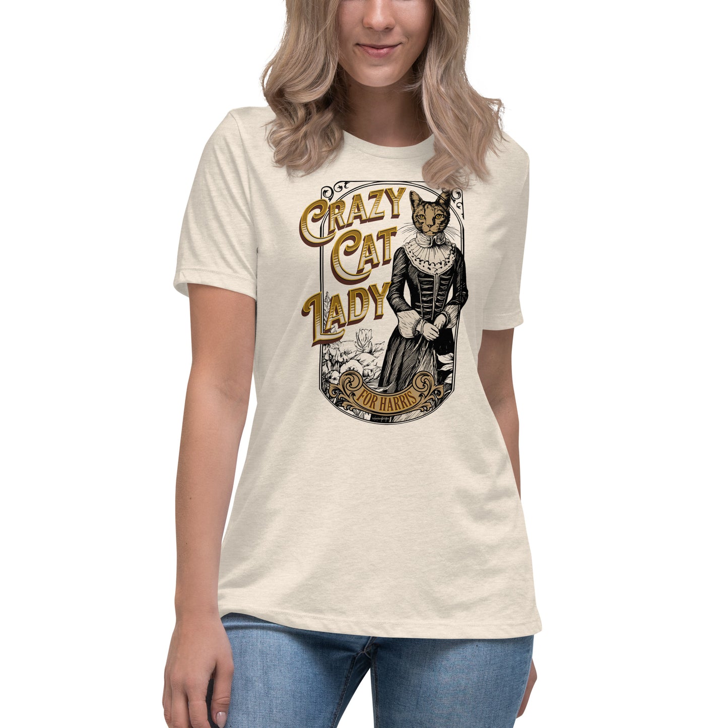 Crazy Cat Lady For Harris, 1890's Theme, Women's Relaxed T-Shirt