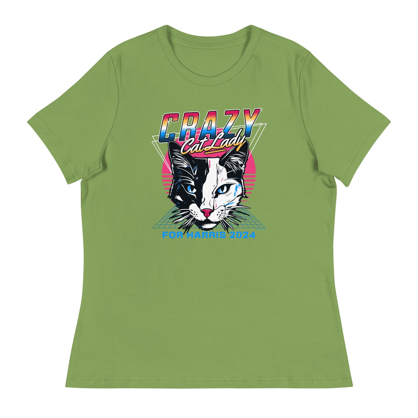 Crazy Cat Lady For Harris 80's Themed, Women's Relaxed T-Shirt