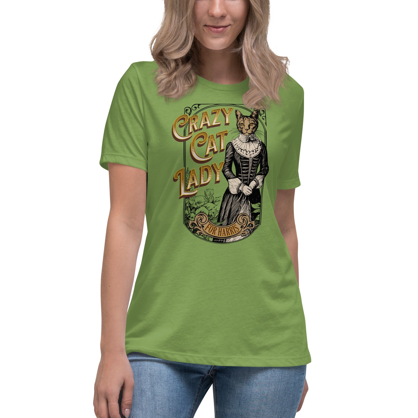 Crazy Cat Lady For Harris, 1890's Theme, Women's Relaxed T-Shirt