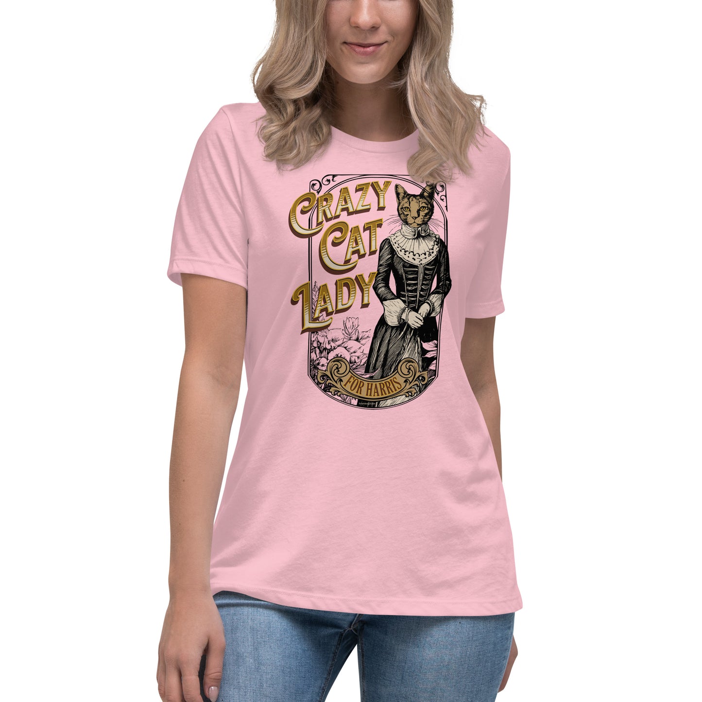 Crazy Cat Lady For Harris, 1890's Theme, Women's Relaxed T-Shirt