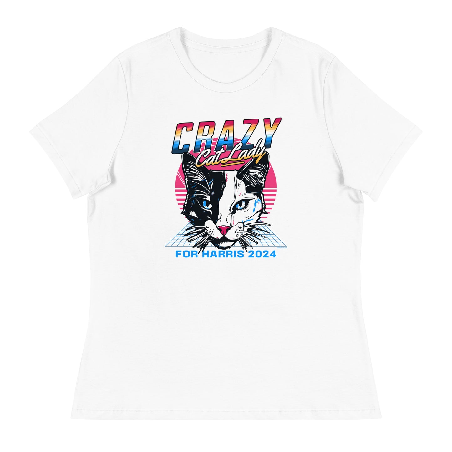 Crazy Cat Lady For Harris 80's Themed, Women's Relaxed T-Shirt